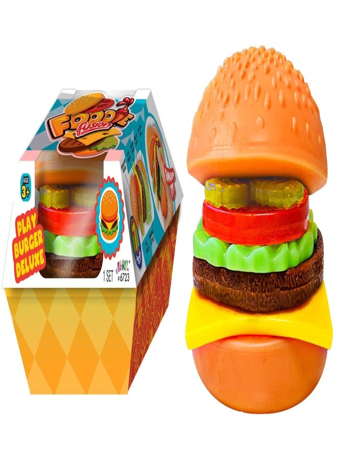 JA-RU Foodie Fusion Play Burger Deluxe Squishy Toy (1 Pack) Smushy Make Your own Patty. Squish Grilled Food Toys for Kids, Teen, & Adult. Stretchy Therapy Stress Relief Fidget Party Favor. 6723-1 - Image 1